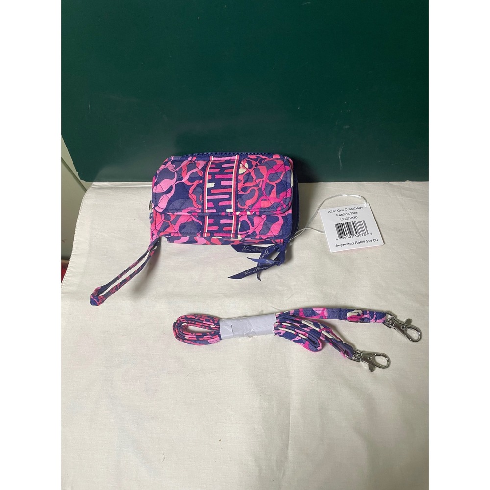 Vera Bradley All in One Crossbody Katalina Pink Quilted Wallet Wristlet Bag